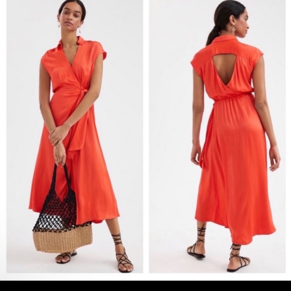 Anthropologie- Maeve Open-Back Wrap Midi Dress